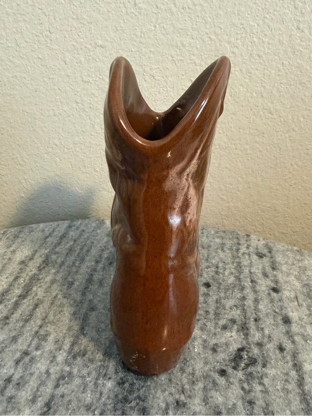 Vintage Frankoma Brown Glazed Ceramic Cowboy Boot Vase - Picture 4 of 7
